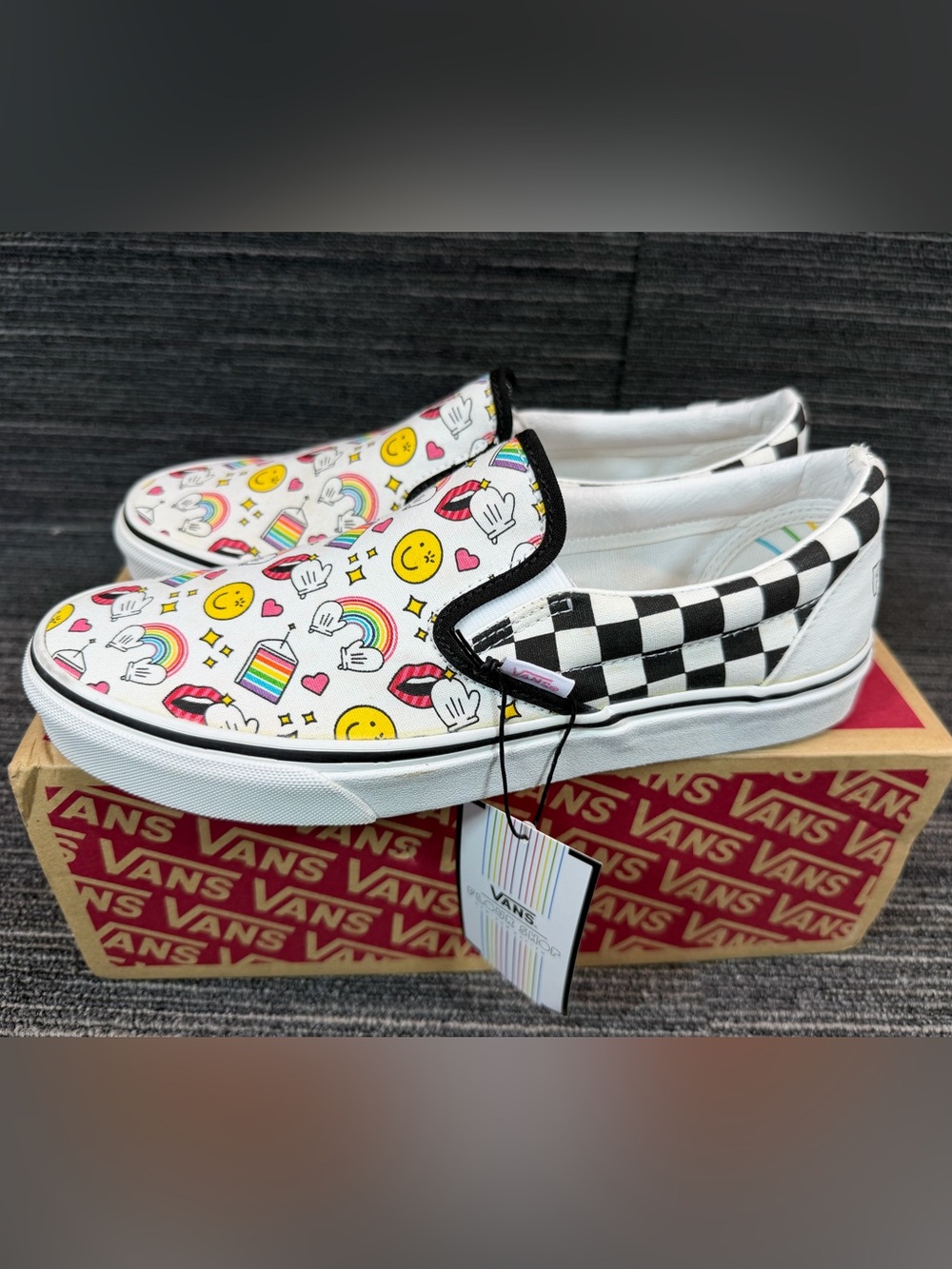 Vans Classic Slip-On (Flour Shop) Icons Checker Board Men’s 8 Women’s 9.5 New - Picture 2 of 11